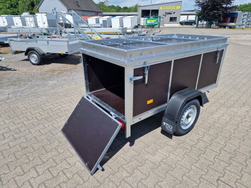 VDM Deckelanhänger 750kg 198x98x65cm Detailansicht mit geöffneter Heckklappe