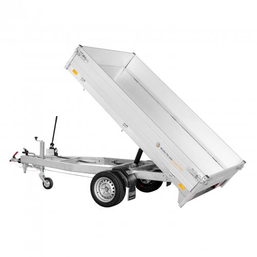 1,5to. SARIS Rückwärtskipper | Kasteninnenmaße 256x1,50x0,30m | Hand Pumpe Frontansicht