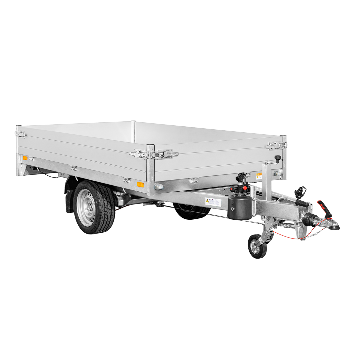 1,5to. SARIS Rückwärtskipper | Kasteninnenmaße 256x1,50x0,30m | Hand Pumpe Frontansicht