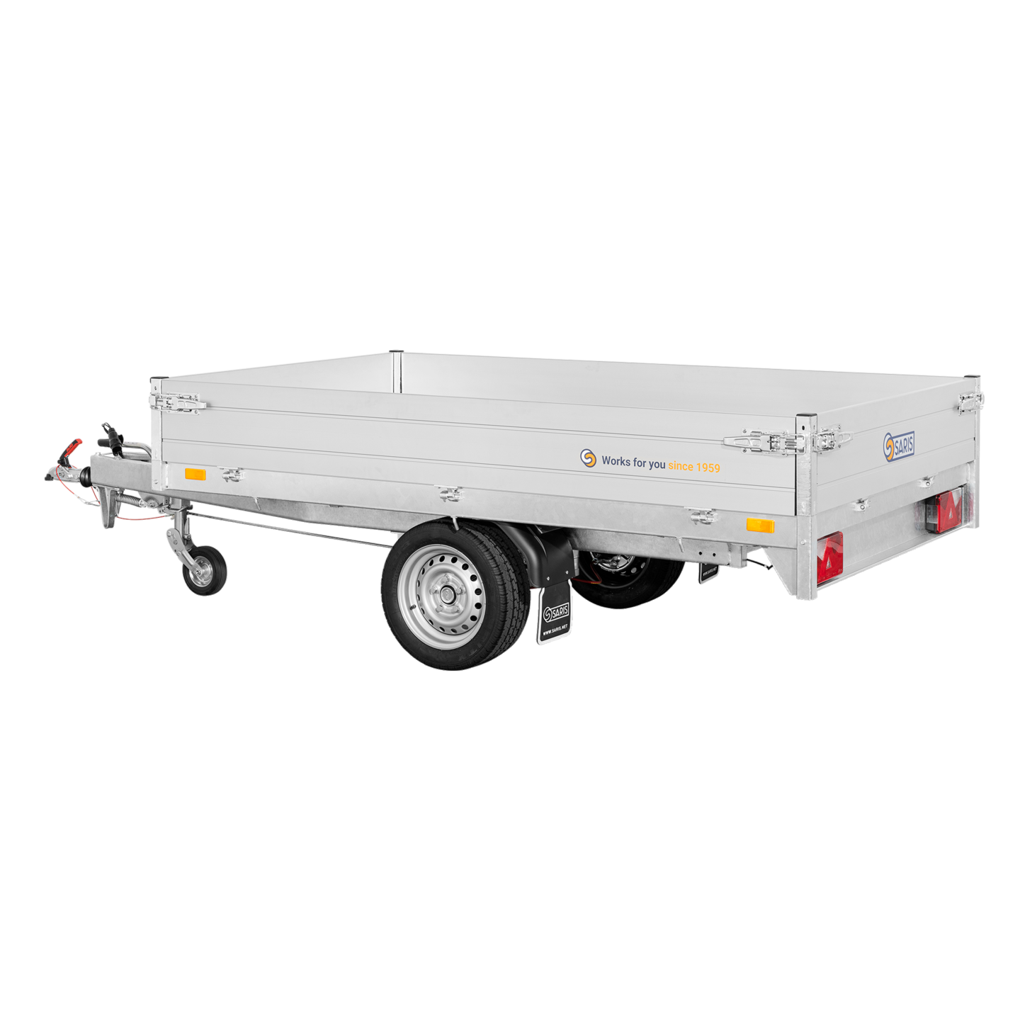 1,5to. SARIS Rückwärtskipper | Kasteninnenmaße 256x1,50x0,30m | Hand Pumpe