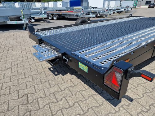 2,7to. LORRIES Autotransporter Tieflader | ALU Rahmen , Auffahrwinkel nur 5,5° | 450x200cm PLAXX27-4520 Rampenschacht Anhänger Lehwald Marl Verkauf
