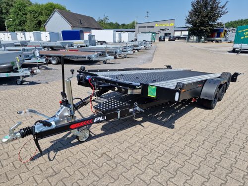 2,7to. LORRIES Autotransporter Tieflader | ALU Rahmen , Auffahrwinkel nur 5,5° | 450x200cm PLAXX27-4520 Front gekippt Anhänger Lehwald Marl Verkauf