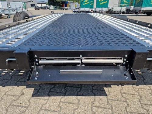2,7to. LORRIES Autotransporter Tieflader | ALU Rahmen , Auffahrwinkel nur 5,5° | 450x200cm PLAXX27-4520 Rampenschacht Anhänger Lehwald Marl Verkauf