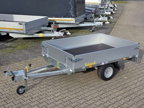 750kg EDUARD Hochlader | ungebremst / gebremst | Kasteninnenmaße 2,01x1,45x0,30m Front schräg